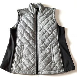 Activology Vest Womens M Black White Quilted Herringbone Activewear Warm Outdoor